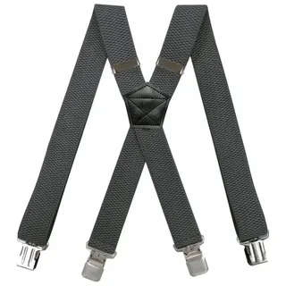 MIRROSI Hosenträger 4cm Breites X-Form mit extra Starken Clipverschluß (hoher Tragekomfort) Länge verstellbar für Damen und Herren grau