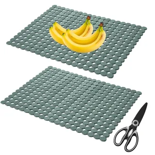 Spülbeckeneinlage, 2 Stück Zuschneidbar Spülbeckeneinlage, 30 x 40 cm Abtropfmatte Spüle, Spülbeckenmatte mit 1 Schere, Abtropfmatte Spüle, für Edelstahlspülbecken(Grün Transluzent)