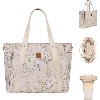 KIKKABOO Wickeltasche Florence Wickelunterlage, Reißverschluss, Flaschentaschen beige