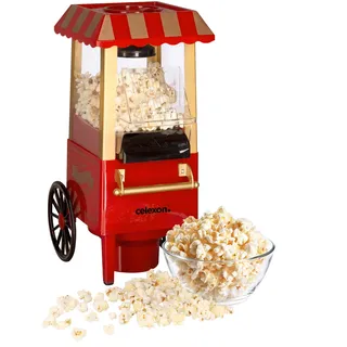 celexon CinePop CP500 Retro Jahrmarkt-Wagen Popcornmaschine | kleiner Kirmes Popcorn Maker zum befüllen mit Mais | Heißluft-Zubereitung zunächst fettarm & öl‐frei