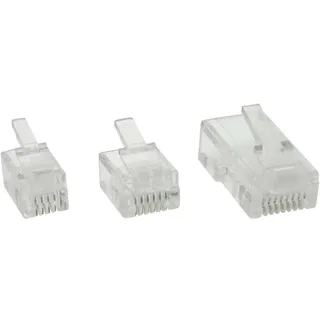 InLine Modularstecker, 6P4C RJ11 zum Crimpen auf Flachkabel, 10er Pack