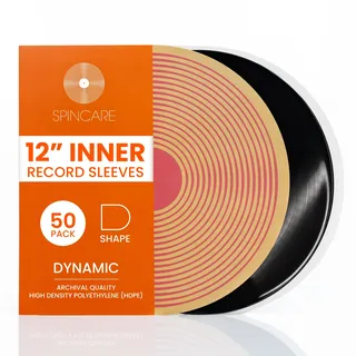 SPINCARE 50x 12 Antistatische Innenhüllen Für LP Schallplatten | Dynamic 12 Zoll Abrundungen Vinyl Schutzhüllen| Premium-Qualität HDPE 50 Mikron Dicke | 307mm x 307mm
