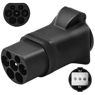 JULIK Typ 2 zu Schuko Adapter, Typ2 16A EV Ladekabel, Type2 Ladegerät oder Typ2 E Auto Ladestation zu Schuko Steckdose Adapter, Type2 Station Entlader (Schwarz)
