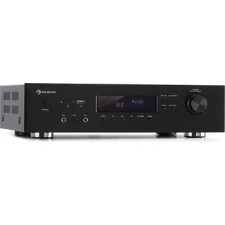 Auna Verstärker, HiFi Stereo Mini Verstärker, HiFi-Verstärker mit Bass & Treble Regler, 5 Kanal Audio-Verstärker, Stereo-Verstärker & Lautspre... - Schwarz