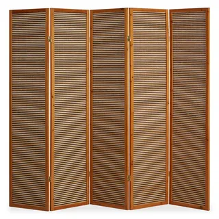 Homestyle4u Paravent Raumteiler 3 4 5 oder 6 teilig Holz Bambus Trennwand Sichtschutz Braun