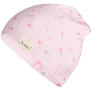 Sterntaler Beanie Hasen – Beanie aus Baumwolljersey mit Hasen-Print, Zwei Tragevarianten, pflegeleicht – Puderrosa, Größe 39 - 39