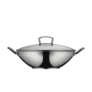 WMF Wok mit Glasdeckel 36 cm Cromargan Transparent Poliert