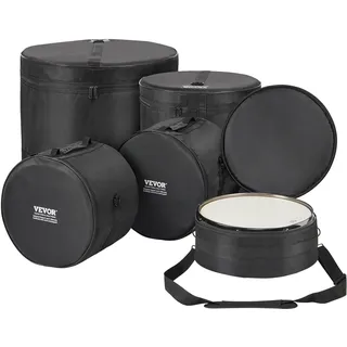 Vevor 5-teiliges Schlagzeugtaschen-Set, 1680D Oxford-Gewebe, gepolstert mit 1,5 m abnehmbarem Schultergurt, Tragegriffen, für 55,88 cm Kick, 30,48 cm Tom, 33,02 cm Tom, 40,64 cm Tom, 35,56 cm Snare