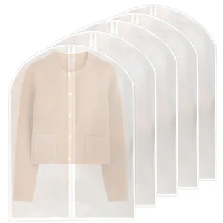 Atmungsaktive Kleiderhüllen – 5 transparente Kleidersäcke | wasserdichte, staubdichte Anzugtasche mit Reißverschluss zum Aufhängen von Kleidung | durchscheinende Schutztaschen