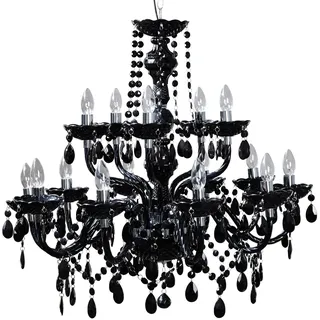 Riess Ambiente 15-flammiger Design Kronleuchter BLACK CRYSTAL Acryl schwarz 15-armig Lüster Lampen Hängeleuchte Deckenlampe