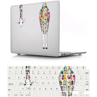 Hülle Kompatibel mit Neues MacBook Air 13 Zoll 2020 2019 2018 Freisetzung A1932 A2179 A2337 M1 mit Retina Display and Touch ID, Plastik Hartschale Snap Case & Tastaturabdeckung, Giraffe