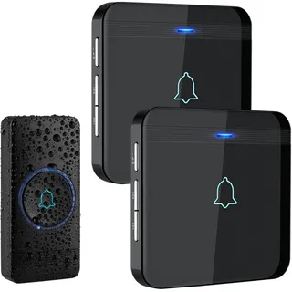 AVANTEK Funkklingel, Türklingel Funk Set, 400m Reichweite, Ip55 Wasserdicht Haustür Klingel Mit 3 Steckempfängern, 60 Melodien, 5 Lautstärkestufen, Empfänger Einfach In Die Steckdose Stecken,