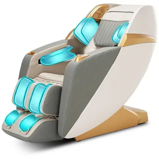 healthrelife Business Class Massagesessel Ganzkörpermassage mit Körperscan Shiatsu Automatischer Wadenstützverlängerung und Wadenknetmassage (beige)
