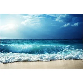 Muralo Fototapete Strand 210 x 315 cm Vlies Tapete Wandtapete Meer Wellen Himmel Wohnzimmer Schlafzimmer Moderne Wandbilder XXL Natur Panorama Wasser Wand Dekoration