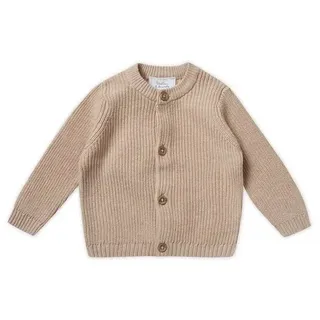 stellou & friends Strickjacke fein gerippt in beige melange | Gr.: 50/56