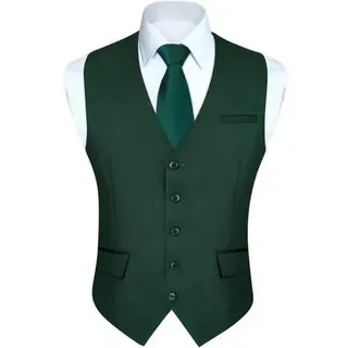 Anzugweste Herren Hochzeit Smoking Businessweste Taschen Grün-1 L