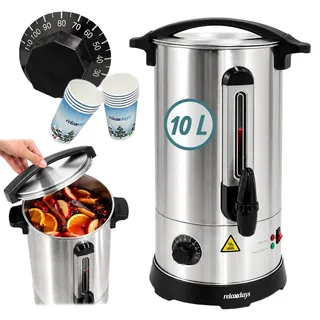Relaxdays Glühweinkocher 10 l Silber