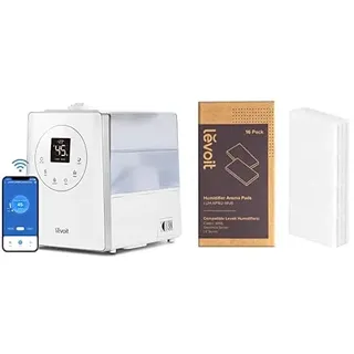 Levoit Luftbefeuchter Smart 6L Top-Fill Warmer/Kalter Nebel mit Alexa/APP Steuerung + Levoit LUH-AP162-WEU Aroma-Pads, Nylon für Luftbefeuchter Classic 300S, OasisMist 450S & LV 600S