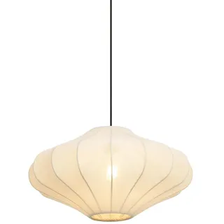 QAZQA Japandi-Hängelampe Beige mit Stoffschirm 50cm - Plu