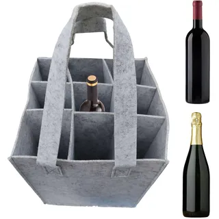 Generisch Flaschentasche 9 Fächer – Tragetasche Aus Filz – Faltbarer Flaschenträger Mit Trennwänden – Flaschen Einkaufstasche Für Wasserflaschen, Wein Und Bier