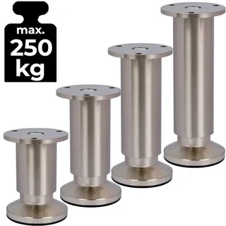 ID Dinkel Möbelfüße Sofafuß Möbelbeine EDELSTAHL OPTIK gebürstet Höhe 12 cm 38 mm belastbar bis 250 KG Sofa
