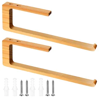 2 Küchenrollenhalter Holz, Wandrollenhalter Küchenrolle Halterung, Küchenrollenhalter Wand, Papierrollenhalter für Küche Badezimmer Paper Holder, mit Schrauben