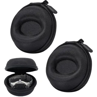 2 Stücke Reise Uhrenbox,Tragbare Uhrenetui,Uhrengehäuse Uhrenbox Organizer Für Herren,Single Armbanduhren Uhrenbox Mit Reißverschluss,Für Uhren Und Reiseetui, Tragbares Uhrenrollen Vitrine (Schwarz)