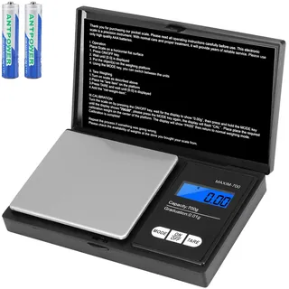 Oderra Feinwaage 700g x 0,01g, Tragbar Schmuckwaage mit LCD-Display, Enthält 2 Batterien, Geeignet für Schmuck, Gold, Kaffee, und Lebensmittel