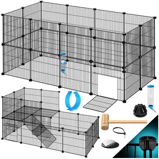 Kesser KESSER® Freigehege Gittergehege für Kaninchen aus Metallgitter XXL inkl. Tür & Trinkflasche Kleintiergehege Meerschweinchen Gehege Freilauf, Kleintierkäfig Laufgitter Hasenstall für Innen - draußen