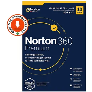 Norton 360 Premium | 10 Geräte | 1 Jahr Schutz | kein Abo | Download-Version