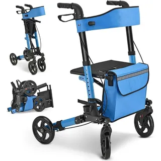Juskys Aluminium Rollator Vital mit Sitz Petrol
