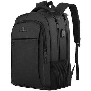 matein Rucksack Herren, Groß Laptop Rucksack 17,3 Zoll Schulrucksack Laptoptasche mit USB Ladeanschluss Anti Diebstahl Business Arbeit Reisen Rucksack Teenager Notebook College Tech Damen, Schwarz