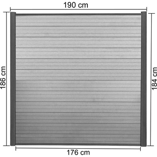 MCW WPC Sichtschutz Savoie-3-2-E 375 x 186 cm grau