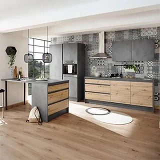 yourkitchen Küchenzeile Isis 325 cm artisan eichefarben/chromix anthrazit