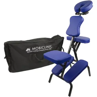 Mobiclinic®, Massagestuhl, Klappbar, Verstellbar, Inklusive Tragetasche, Unterstützt bis zu 250kg, Vielseitig einsetzbar, Tattoo, Physiotherapie, Oder ästhetik, Mit kopfstütze, Tragbar, Blau