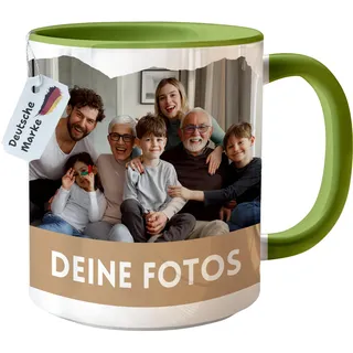 Tasse personalisiert mit eigenem Foto personalisierte Tasse mit Foto Geschenk für Freundin Geschenke Frauen Fototasse bedrucken Muttertagsgeschenk Fototasse Fotogeschenke Kaffeetasse (Hellgrün)