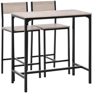 Homcom Bartisch Set 3-teilig 89 x 45 x 87 cm Schwarz