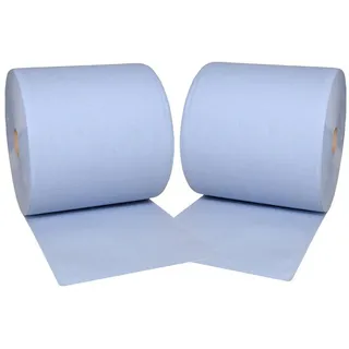 Systafex® Papierhandtuch 2x Putztuchrolle Papiertuch Papierrolle Putzrolle 2-lagig 33x36 cm, reißfest und fusselarm blau