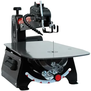 Bucktool 457mm Drehzahlregulierte Laubsäge Elektrisch, 120W Dekupiersäge mit Rotierendem Sägearm, 127mm Genadelten Sägeblättern & 130-133mm Pinless Sägeblättern für Holzarbeiten, Handwerker