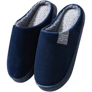 Herren Hausschuhe für Herren, warm, weich, Plüsch-Flop, Flip-On-Schuhe, Hausschuhe für Herren, Outdoor, aus Leder (Marineblau, Größe 44), navy, 44 EU - 44 EU