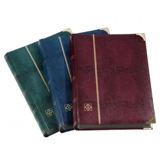 Leuchtturm 341943 Briefmarken-Sammelalbum Comfort Deluxe - 64 Schwarze DIN A4-Seiten - wattiert, Kroko-Optik - rot