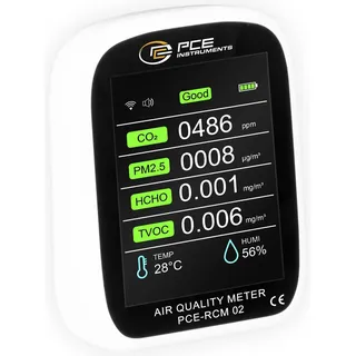 PCE Instruments Feinstaub-Messgerät PCE-RCM 02 Luftfeuchtigkeit, Temperatur, Feinstaub, Luftpartikel mit Temperaturmessfunktion