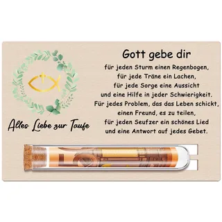 Taufe Geschenk, Taufe Geldgeschenk für Jungen Mädchen mit Taufkarte Holz Reagenzglas, Taufgeschenke für Mädchen Jungen Taufkind Patenkind, Taufandenken Geldgeschenke Verpackung