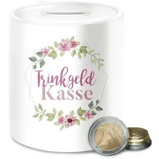 Spardose - Trinkgeldkasse Tip Trinkgeld - Unisize - Weiß - trinkgeldkaasse Geschenk Friseurin kaffeekasse Kranz Boho spardosen dose Geschenke für frisöre kaffeekassen arztpraxis sparbüchse