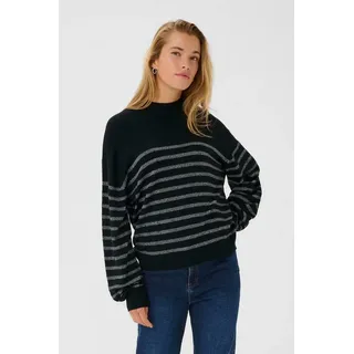 Kaffe Strickpullover KAlizz Schwarz/Silber Stripe S