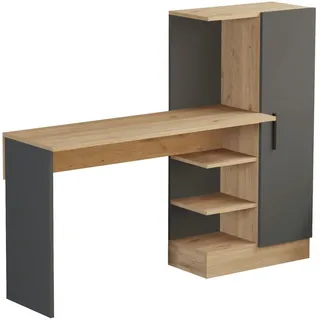 [en.casa] Schreibtisch Varhalo Eichenoptik / Anthrazit