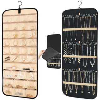 Oudizz Schmuck Aufbewahrungssystem - Schmuckaufbewahrung Wand Ohrring Organizer Ketten Mit Deckel 1 Klein, Groß, Schwarz