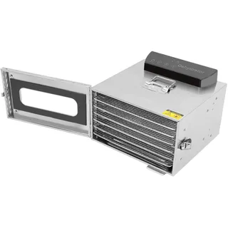 Dörrautomaten 6 Etagen - 400W Dörrapparat mit Temperaturregler von 30-90°C, Zeitschaltuhr und Edelstahlgehäuse für Obst, Gemüse, Fleisch, Tee und Pilze, 220V EU-Stecker