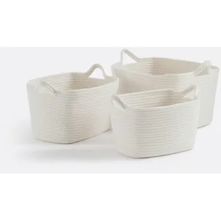 Set Aus 3 Rechteckigen Körben Kesia, Aus Baumwolle Ecru Einheitsgrösse