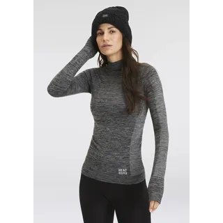 heatkeeper Thermounterhemd HEATKEEPER, Damen, Gr. XL, N-Gr, schwarz (schwarz, melange), Obermaterial: 60% Polyester, 35% Polyamid, 5% Elasthan, meliert, hoch geschlossener Ausschnitt, Unterhemden Thermounterhemd, Atmungsaktiv, semlees Tog 2.0, Thermowäsche